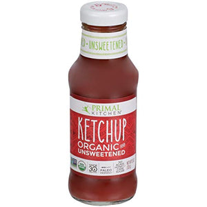 Most Comercial Ketchup brands have added oil, sugar, or artificial sweetners. Primal Kitchen, Organic Unsweetened Ketchup, 11.3 oz