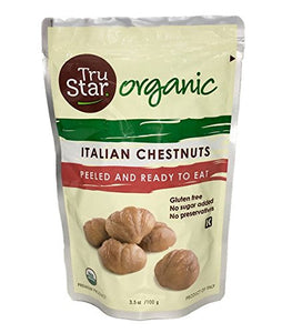 Chestnuts make a great whole food, low fat snack. TruStar Organic Italian Chestnuts, Peeled, Ready-to-eat, 3.5oz Pouch (Pack of 12)