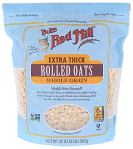 Oatmeal and fruit are the best way to start the day. Just add plant milk or water, cinnamon and enjoy. Make overnight oats by mixing with water and leaving in fridge overnight. Bob's Red Mill Extra Thick Rolled Oats, 32 Oz